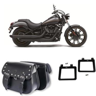 Imagem de Bolsa Alforge Custom Cravos 18l Afastador Suporte Vulcan 900 Para Siss