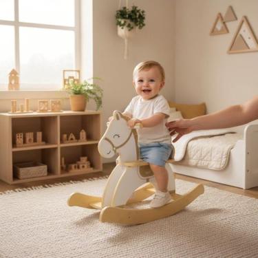 Imagem de Gangorra Cavalinho de Balanço Brinquedo Montessori Madeira - Junges