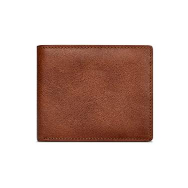 Imagem de Carteiras de couro, carteiras ultrafinas masculinas, bolsas de moedas de couro macio, carteiras curtas com vários cartões, marrom claro