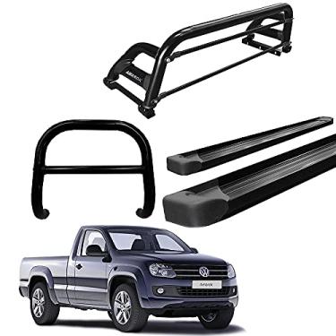 Imagem de Kit Quebra Mato +Estribo Alumínio + Santo H2 AMAROK CS PRETO