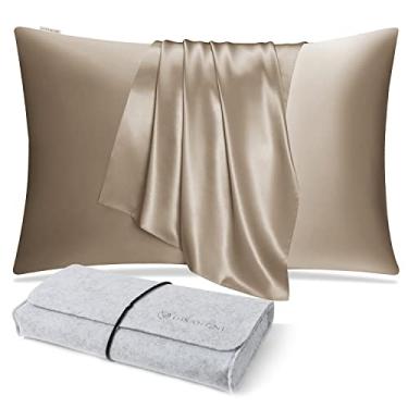 Imagem de DISANGNI 100% Natural Mulberry Silk Pillow case for Hair and Skin with Hidden Zipper 22 Momme Both Sides Real Silk Pillow Case (1pc Queen Size 20" x30", Taupe)