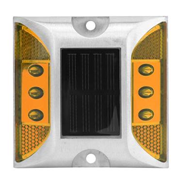 Imagem de Luzes de LED de aterramento de energia solar, refletor de estrada LED, lâmpada de estrada à prova d'água para entrada externa (amarelo)