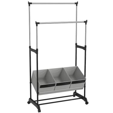 Imagem de Arara de Roupa com 3 Caixas Organizadoras Tecido Just Home Collection