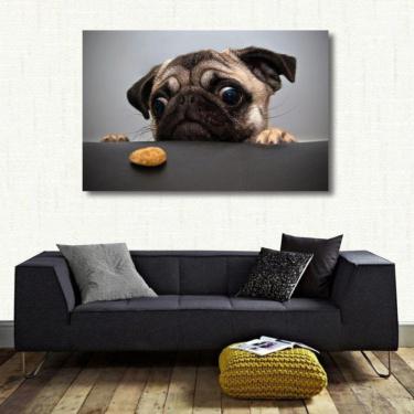 Imagem de Quadro decorativo Cachorro Pug com Tela em Tecido