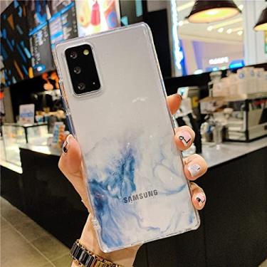 Imagem de Capa de telefone de mármore transparente para Smasung Galaxy S21 Plus S20 FE Note 20 Ultra A72 A52 A32 A22 A12 A71 A51 A31 A21S A11 5G Capa, azul claro, para Samsung A71 4G