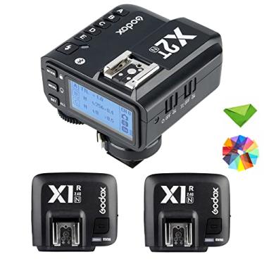 Imagem de GODOX Transmissor de gatilho de flash sem fio X2T-N TTL com 2 × Godox X1R-N Receiver para câmera Nikon Flash Speedlite Speedlite, função TCM, versão de atualização X1T