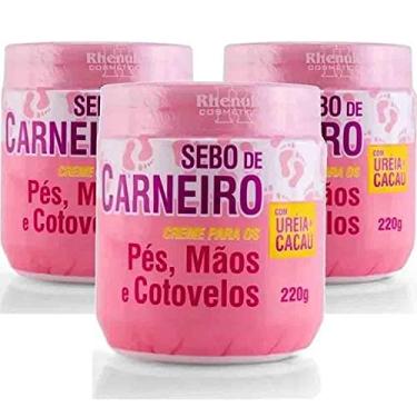 Imagem de 3 Creme Hidratante Pé Mãos Rachadura Sebo De Carneiro 220g