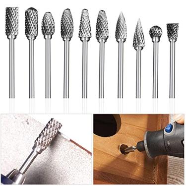 Imagem de Eagles Conjunto de limas rotativas de carboneto de tungstênio, 10 peças de acessórios rotativos, corte de hélice de haste de 1/20.3 cm para escultura, gravação e perfuração de madeira, metal, pedra