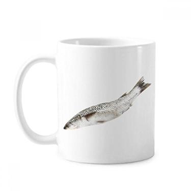 Imagem de Caneca branca fresca de cerâmica para café e porcelana de cerâmica com peixe do oceano