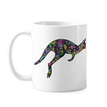 Imagem de Caneca de cerâmica com ilustração de desenho colorido canguru da Austrália cerâmica xícara de porcelana de café louça