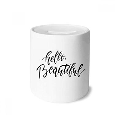 Imagem de DIYthinker Hello Beautiful Quote Handwrite Money Box Saving Banks Ceramic Coin Case Kids Adults