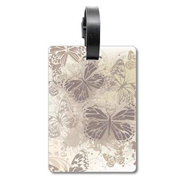 Imagem de Elegante papel de parede borboleta cinza vintage elegante bolsa etiqueta de bagagem cartão pendurado etiqueta de etiqueta de etiqueta, Multicolorido.