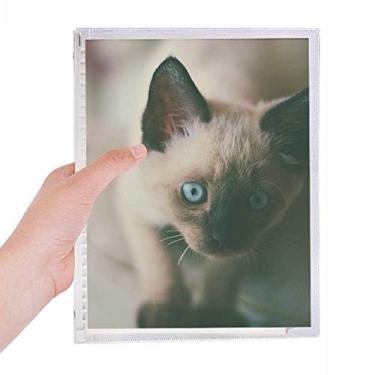 Imagem de Caderno de fotografia cinza animal olho azul gatinho folha solta diário recarregável papelaria