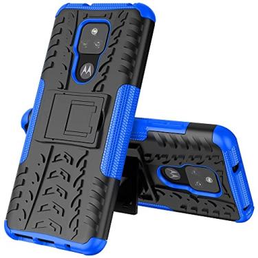 Imagem de Capa protetora de capa de telefone compatível com Motorola Moto G Play (2021), TPU + PC Bumper Hybrid Militar Grade Rugged Case, Capa de telefone à prova de choque com mangas de bolsas de suporte (cor: azul escuro)