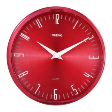 Imagem de Relógio De Parede Redondo Vermelho Metalizado Nativo 22cm 80416-5