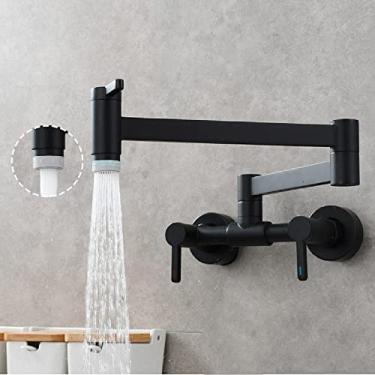 Imagem de Torneira para lavatório quente e fria escovada com três interruptores para cozinha embutida, torneira de mistura dobrável, torneira para lavatório, preta2