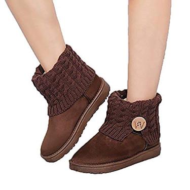 Imagem de Shmily Girl Botas femininas cobertas de pele totalmente forradas de pele impermeável botas de neve, Marrom, 8