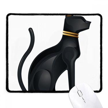 Imagem de Mousepad com estampa abstrata de gato preto com borda costurada para jogos