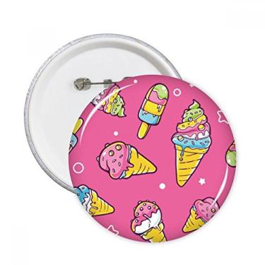 Imagem de Broches redondos de picolé rosa estrela de açúcar sorvete emblema acessório decoração 5 peças