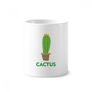 Imagem de Porta-canetas de dente de cacto verde com plantas suculentas e suporte de caneta de cerâmica