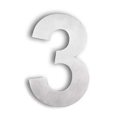 Imagem de Placa de porta flutuante 3D de 15,24 cm com número de placa de porta de 0 a 9, aço inoxidável níquel escovado digital, montagem com parafuso, para hotéis de endereço de e-mail em casa, ao ar livre, antiferrugem, durável