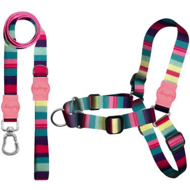 Imagem de Kit Guia Premium + Peitoral Antipuxão Dog Trip Brasil Oahu para Cães - Tam. G