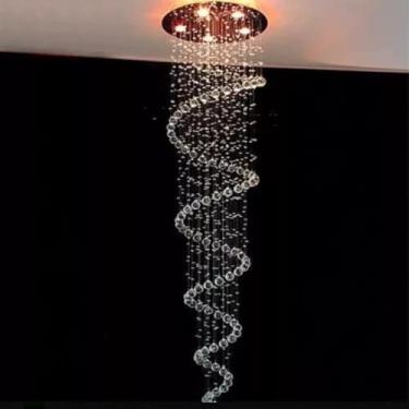 Imagem de Lustre de Cristal Modelo Espiral Com 2,10m de Altura Base 30cm de Diâmetro