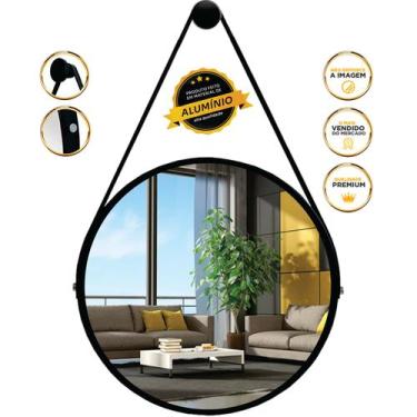Imagem de Espelho Redondo Decorativo Suspenso Com Alça 60cm + Suporte - Mev Mirr