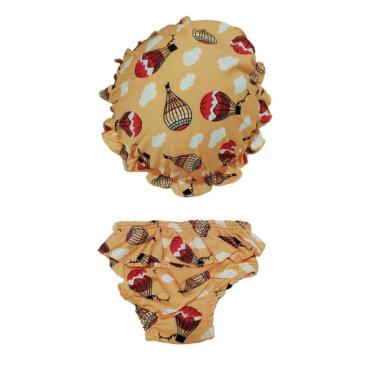 Imagem de Kit Biquini bebê com calcinha e chapéu Estampado