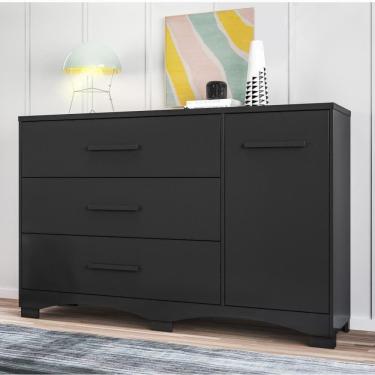 Imagem de Cômoda 3 Gavetas 1 Porta Nápoles Preto