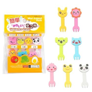 Imagem de Mini Garfinhos Palitinhos Infantil Crianças para Petiscos, Lanches e Lancheiras Para Frutas. FORMATO: ANIMAIS COLORIDOS - 7pç