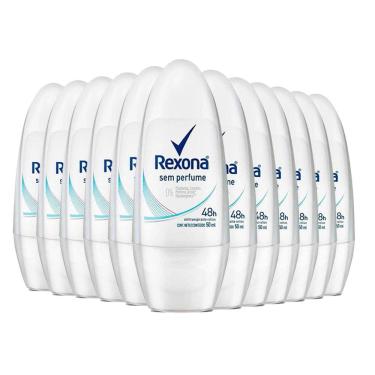 Imagem de Kit Desodorante Roll On Rexona Sem Perfume 50ml - 12 Unidades