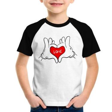 Imagem de Camiseta Raglan Infantil Love Hands  - Foca Na Moda