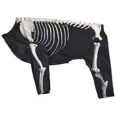 Imagem de Moletom com estampa de esqueleto para cães moda animal de estimação com capuz fantasia de festa para animal de estimação suéter de Halloween respirável elástico terno de cachorro fantasia de animal de estimação fantasia de cachorro moletom com capuz de Halloween fantasia de esqueleto para animal