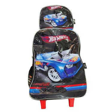 Imagem de Kit Mochila Infantil Com Lancheira Hotwheels Preto - Luxcel