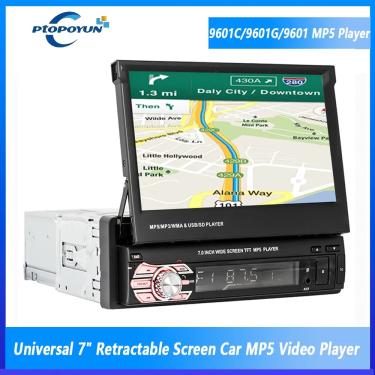 Imagem de Ptopoyun-Universal Car Multimedia Radio  tela retrátil  MP5 Audio Stereo  sem leitor de DVD  1Din