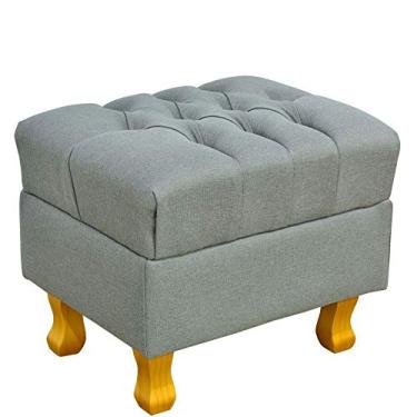 Imagem de Puff Decorativo París Luis Xv L02 Capitone Linho Cinza Escuro - Lyam Decor