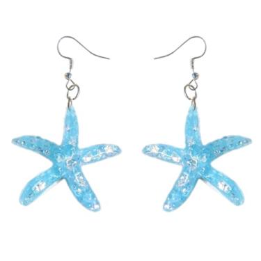 Imagem de Brincos de gota de estrela do mar fofos para mulheres meninas tendência gancho de orelha acessórios de orelha verão praia joias presente de feriado, como na imagem, como na imagem
