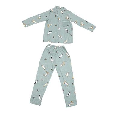 Imagem de CALLARON 1 Conjunto pijama de gato de lapela pijamas camisolas para mulheres roupa de dormir para mulheres camisolas femininas manga longa camisola de manga comprida Camisola de mulher doce