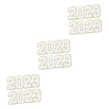 Imagem de STOBOK 6 Conjuntos 2023 adesivos de pano ferro em remendos de números aplique em vestidos aplique de costura crachás de números DIY computador roupas decorar fragmento branco