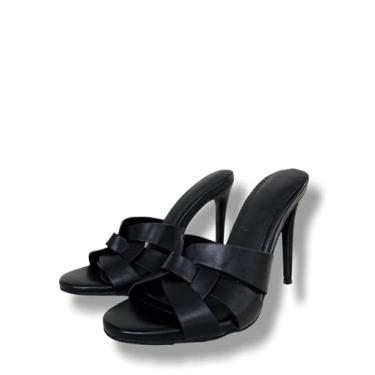 Imagem de Frankie Hsu Sandálias femininas de salto alto stiletto, tecido preto slip-on elegante, tamanho grande EUA 5-19 sapatos unissex para mulheres homens, Preto, 18