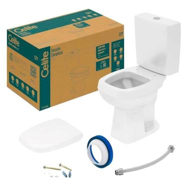Imagem de Kit Vaso Sanitário + Caixa Acoplada + Acessórios de Fixação Celite City Plus Branco