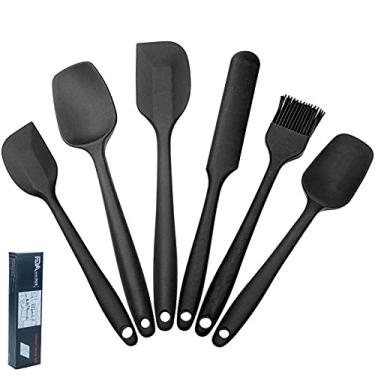 Imagem de Kit 6 Unidades Espátulas Pão Duro Pincel Utensílios Cozinha Confeitaria Silicone Multiuso Cores Diversas (Preto)