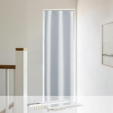 Imagem de NICETOWN Cortinas de porta – As cortinas francesas incluem trilho deslizante autoadesivo para privacidade, persiana de porta com isolamento térmico de 64 x 182 cm para janela de vidro, 1 painel, 63,5