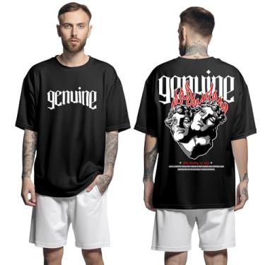 Imagem de Camisa Camiseta Oversized Streetwear Genuine Grit Masculina Larga 100% Algodão 30.1 The Duality of Life - Preto - GG