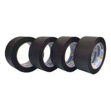 Imagem de Kit De Fita Crepe Adesiva Larga Preta 4 Rolos 48mm X 50m