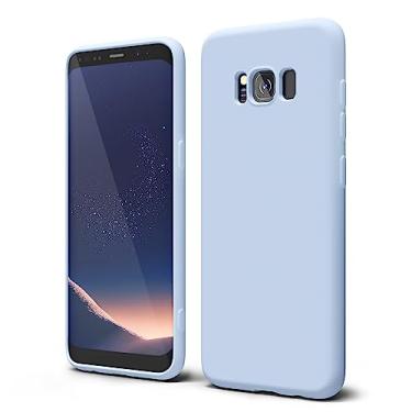 Imagem de oakxco Capa de telefone projetada para Samsung Galaxy S8 com aderência de silicone, capa de telefone de gel de borracha macia para mulheres e meninas, fina, fina, flexível, protetora, TPU 5,8 polegadas, azul claro