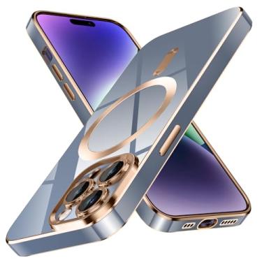 Imagem de YSLBWLE Capa para iPhone 12 Pro Max, [compatível com magnético], [proteção contra quedas de grau militar de 3,5 metros] [antiamarelamento] Capa protetora de luxo de TPU macio fino para 14 Pro Max -