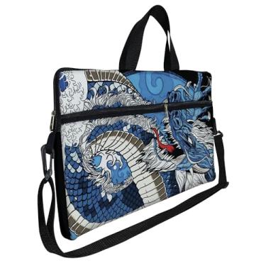 Imagem de Case Capa Maleta Premium Para Notebook Laptop de 17 e 17,3 com Alça de Mão Alça de Ombro e Zíper Lateral - Dragão Aqua