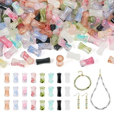 Imagem de Craftdady 160 contas de vidro de verniz, bastão de bambu, contas espaçadoras soltas, contas opacas, para artesanato, 12 x 6 mm, para brincos, pulseiras, colares, joias